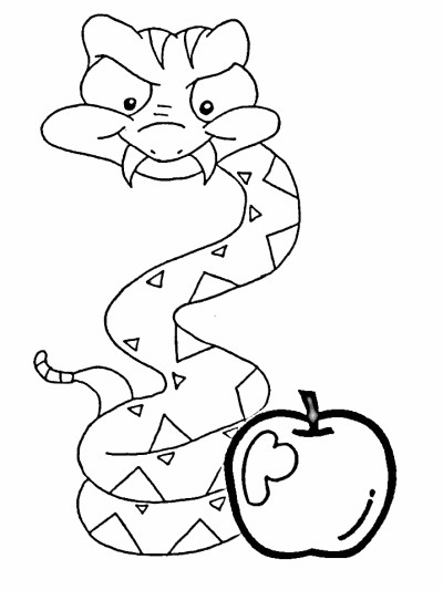 Snake and fruit Bible coloring page