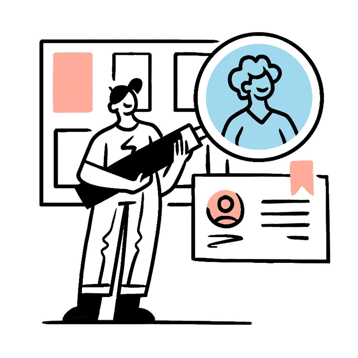 Graphic illustration of an example public author profile page featuring a profile picture and three books.