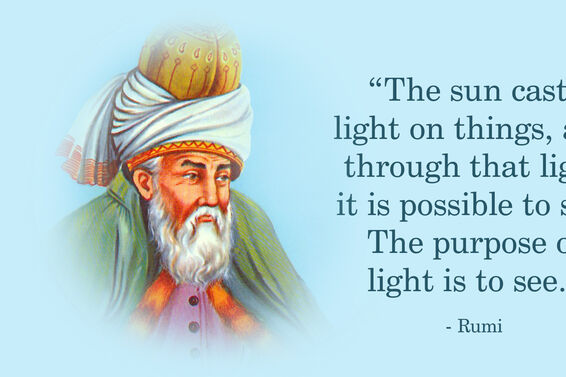 Portrait Of Rumi With Quote