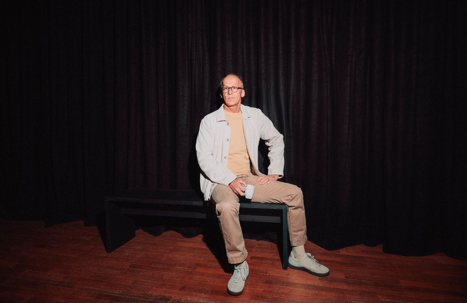 Stone Island pull-over and trousers and A.P.C jacket for a casual yet elegant look. Paul Zens was photographed at Casino Luxembourg and Public House. (Photo: Julian Pierrot/Paperjam)