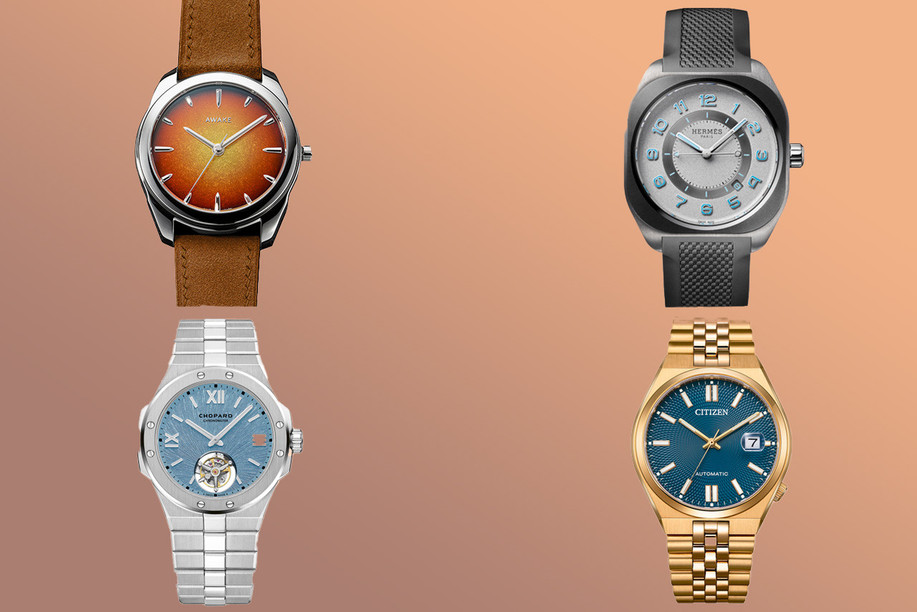 A selection of watches that dare to step out of the grey. (Photos: Awake, Hermès, Chopard, Citizen. Montage: Maison Moderne)