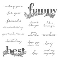 Happy Wishes Wood-Mount Stamp Set 147224s