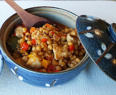 Garbanzos with Chicken and Peppers