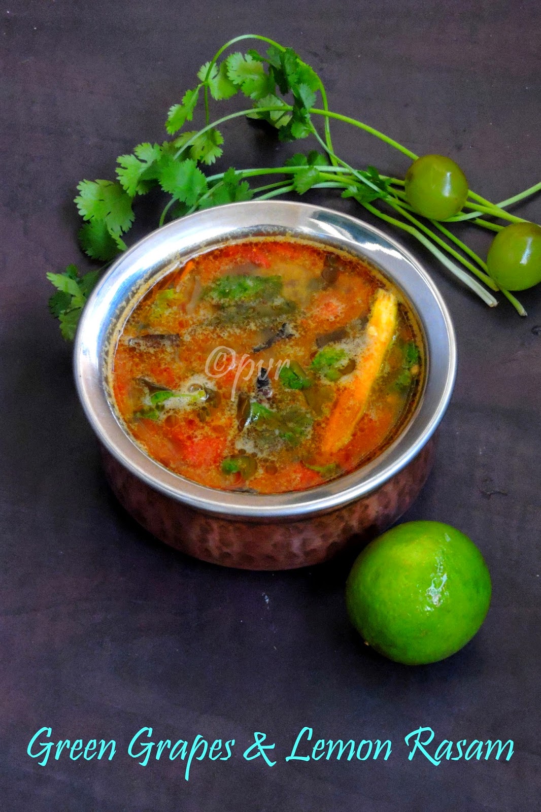 Greengrapes and lemon rasam Greengrapes, lemon rasam, Vegan Greengrapes rasam