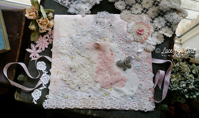 Vintage lave sample book cover by Jesse Rowan http://lace-age-girl.blogspot.com/2018/06/vintage-lace-sample-book.html