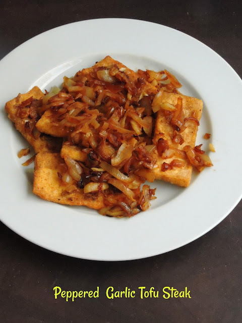 Peppered Garlic Tofu Steak, Garlic Tofu Steak Peppered Garlic Tofu Steak, Garlic Tofu Steak