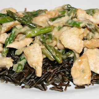 chicken and aspargus over wild rice