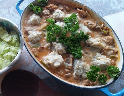 Duck Strognoff with Celeriac Dumplings