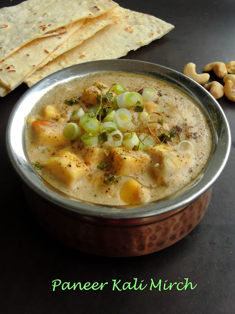 Paneer in Black Pepper gravy, Punjabi Paneer Subzi