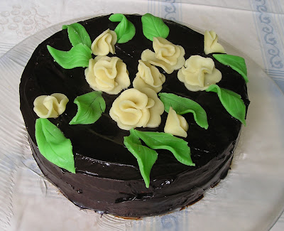 Chocolate Glazed Hazelnut Torte with Marzipan Flowers Chocolate Glazed Hazelnut Torte with Marzipan Flowers