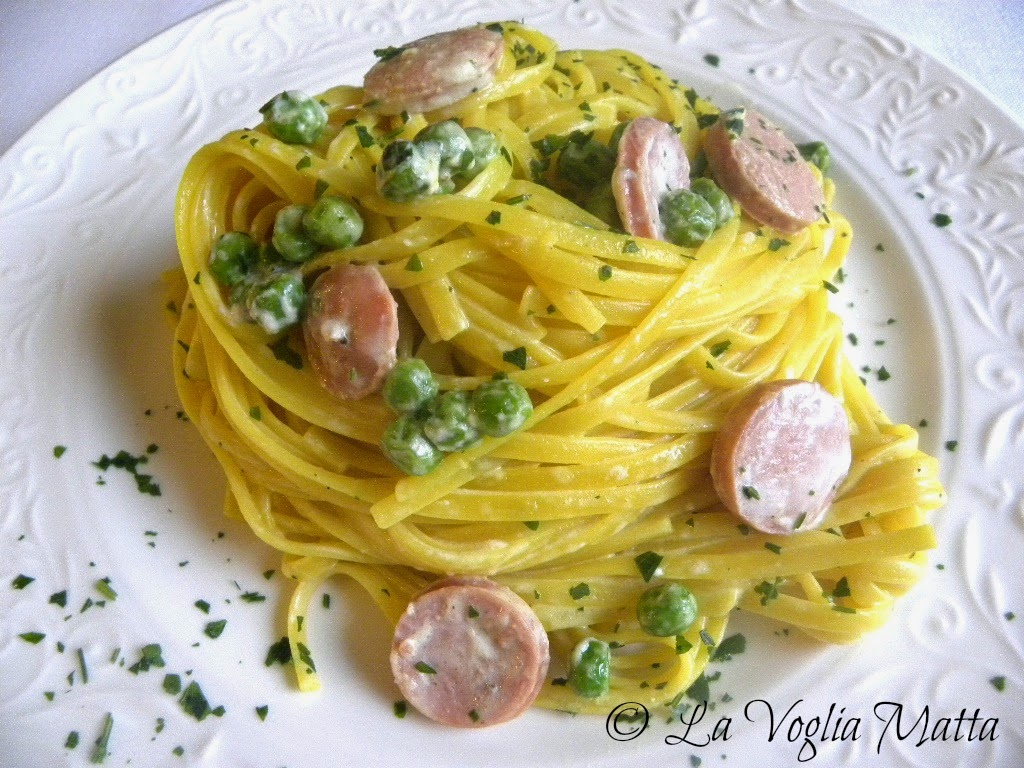 linguine con wurstel e piselli linguine con wurstel e piselli