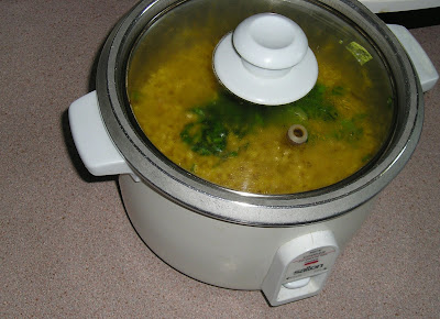 Barley Pilaf with Saffron & Chives made in the rice cooker