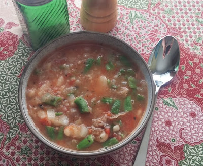 Potage Albert with white beans, green beans, potatoes and tomatoes Potage Albert with white beans, green beans, potatoes and tomatoes