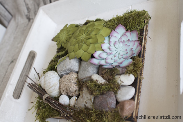 Sukkulenten Steingarten Stampinup Holz Stein DIY Deko Moos