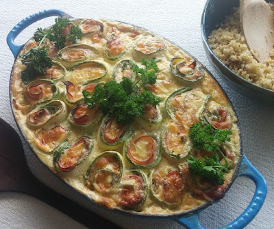 Ham & Cheese Stuffed Zucchini Roulades en Casserole Ham & Cheese Stuffed Zucchini Roulades en Casserole