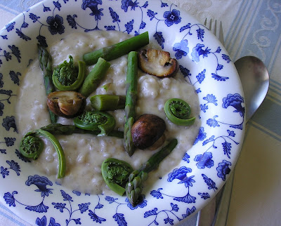 Basque Style Barley with Cheese and Spring Vegetables Basque Style Barley with Cheese and Spring Vegetables