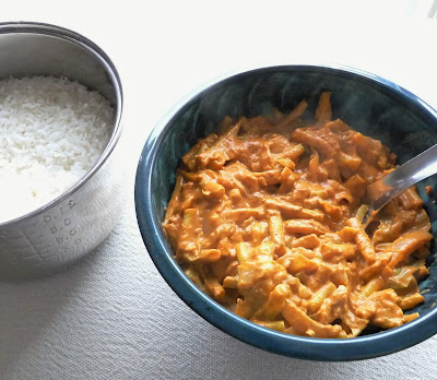 Spicy Ginger-Garlic Cream Sauce on Beans & Cabbage