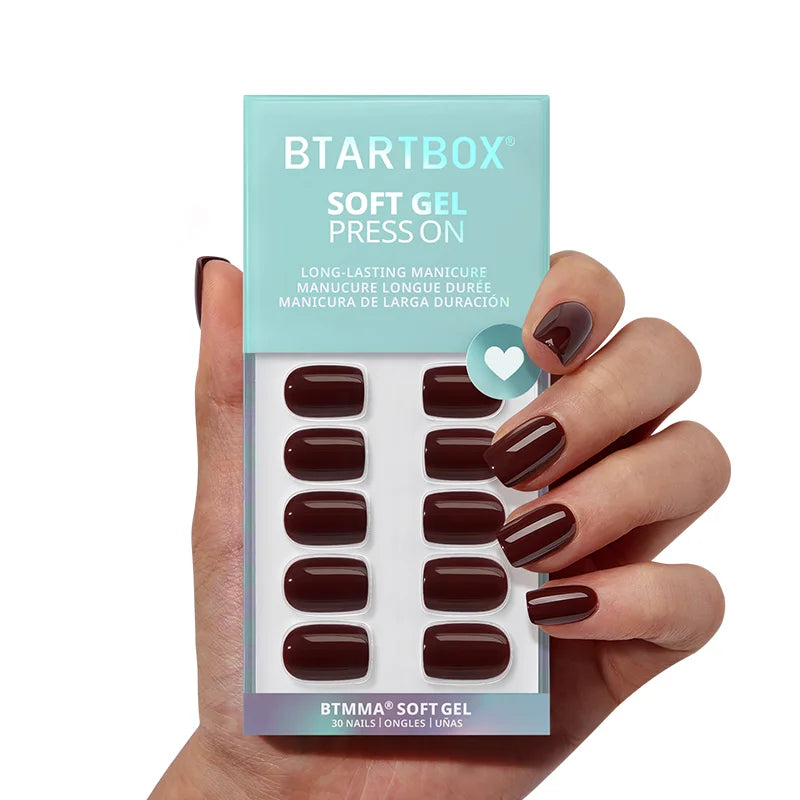 Dark Cocoa Square Nails - Soft Gel Press On