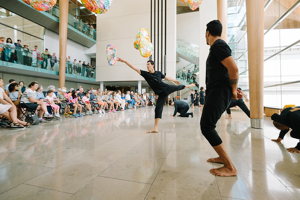 <p>A dance performance in the North Atrium</p>