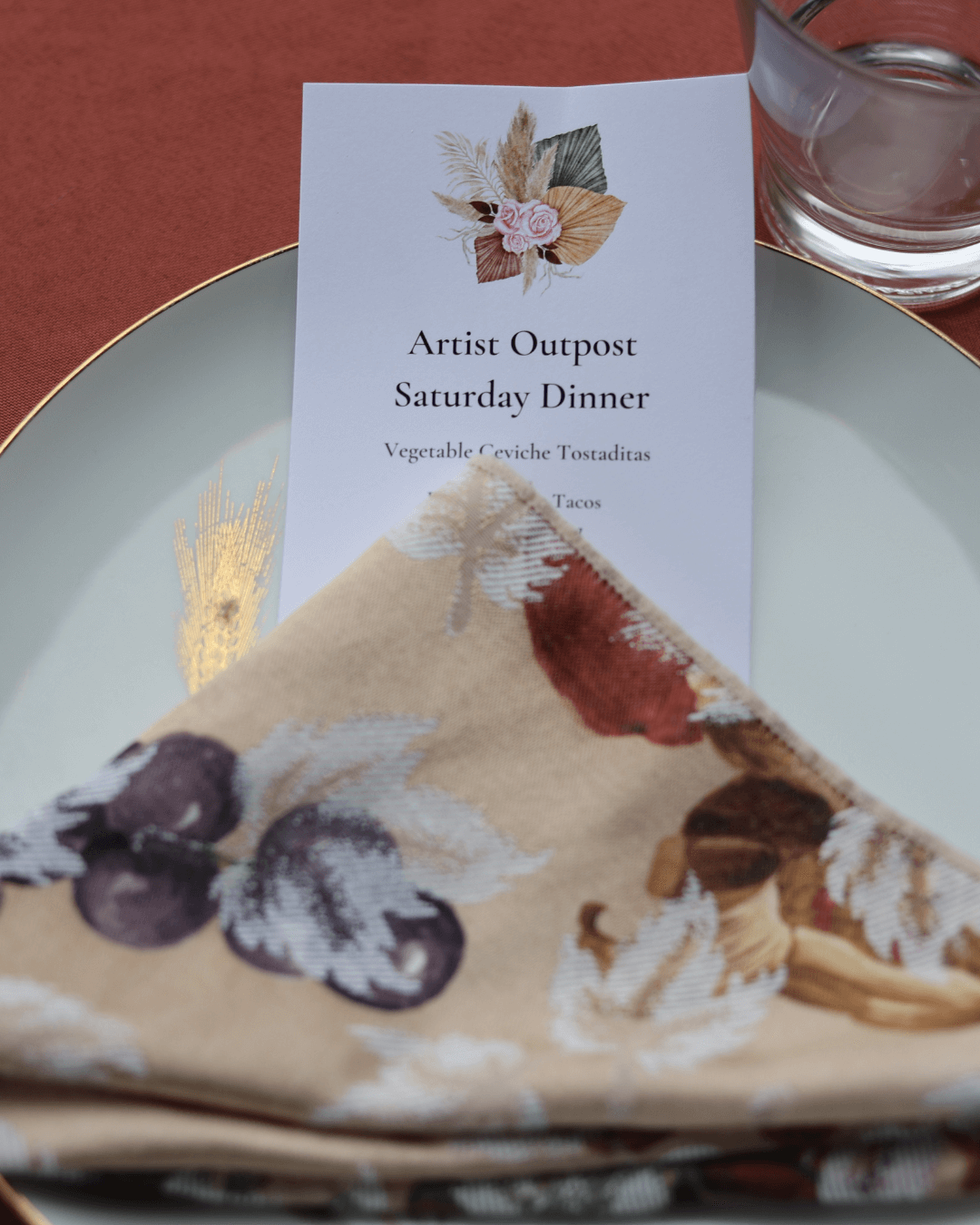 Close up image of Artist's Outpost saturday Dinner