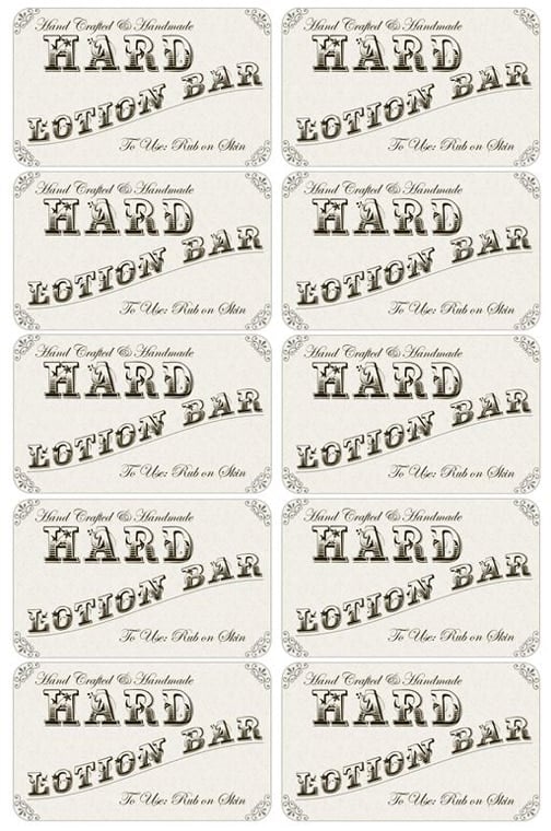 Hard Lotion Bar Labels