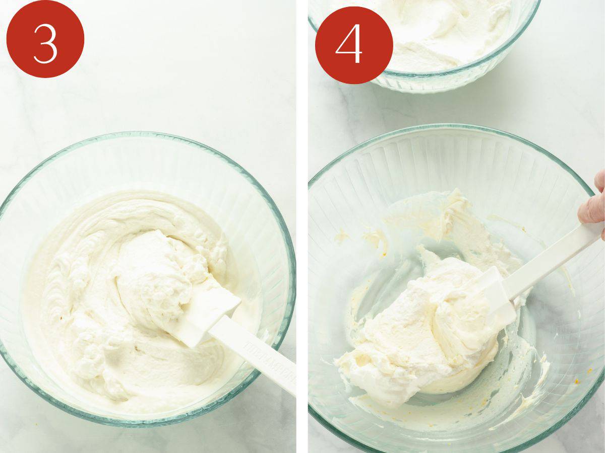 Steps 3 & 4 to make strawberry tiramisu.