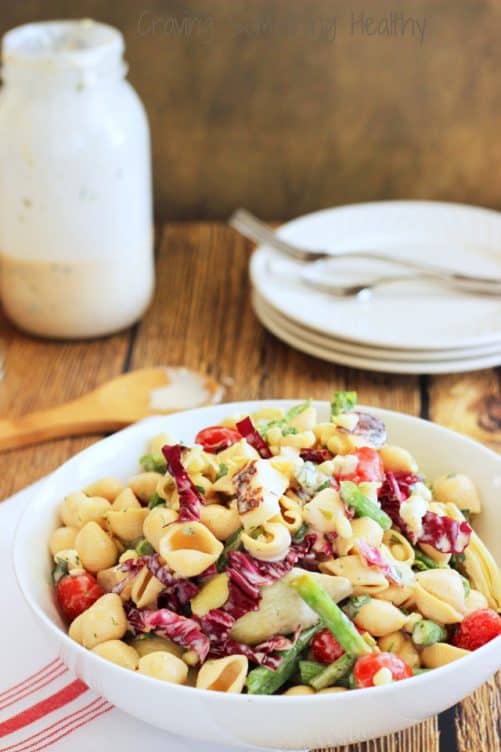 Farmers Market Pasta Salad with Lemon-Herb Buttermilk Dressing|Craving Something Healthy