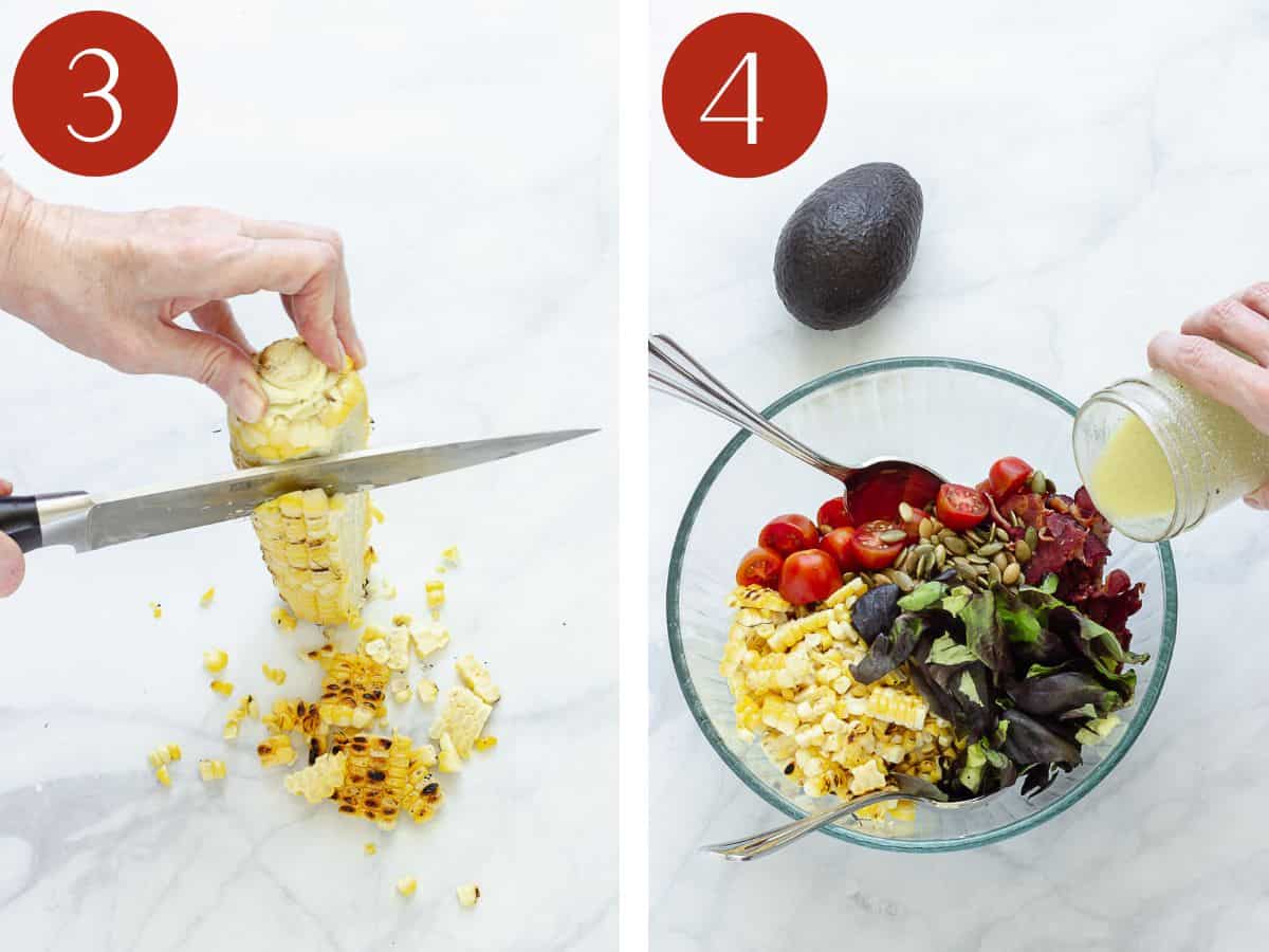 Steps 3 & 4 to make a BLT salad