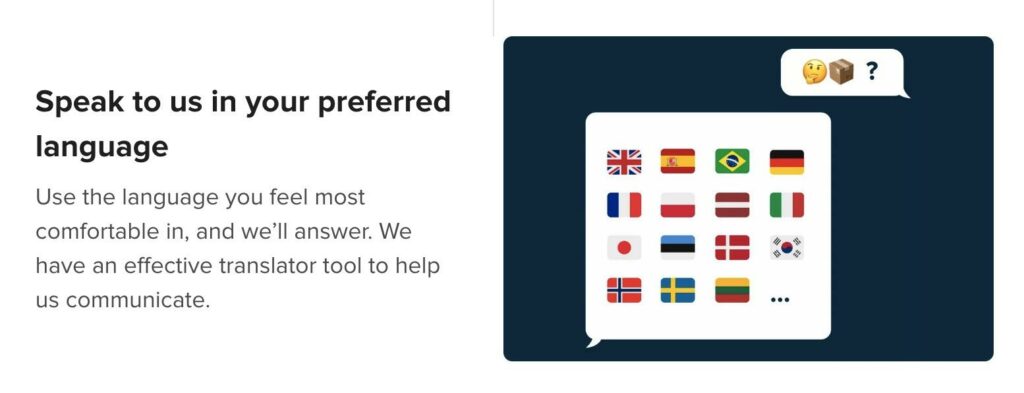 languages for Printful customer support