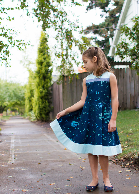 banded blue building block dress banded blue building block dress