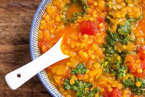Turmeric Red Lentil Soup with Kale