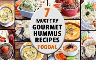 Horizontal image of a collage of various bean dip recipes, with a label in the center.