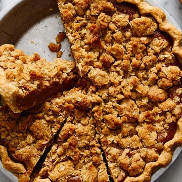 Apple Butter Pie apple butter pie topped with a crumble topping