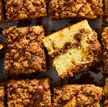 Baileys Chocolate Coffee Cake coffee cake with a chocolate swirl and chocolate topping