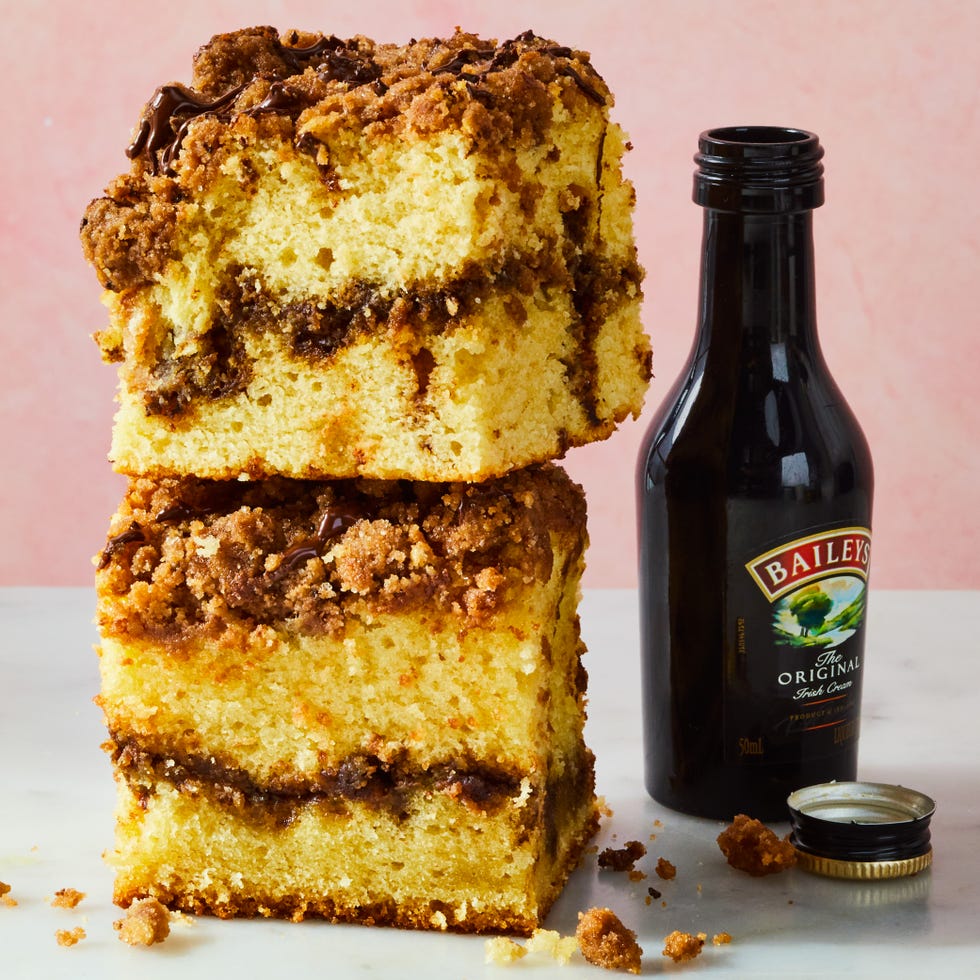 coffee cake with a chocolate swirl and chocolate topping