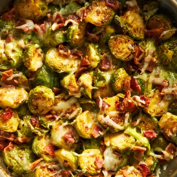 Brussels Sprout Casserole brussels sprouts baked with cheese and bacon