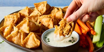 Buffalo Chicken Rangoon rangoon filled with buffalo chicken and served with ranch