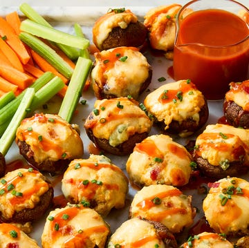 Buffalo-Stuffed Mushrooms stuffed mushrooms topped with buffalo sauce