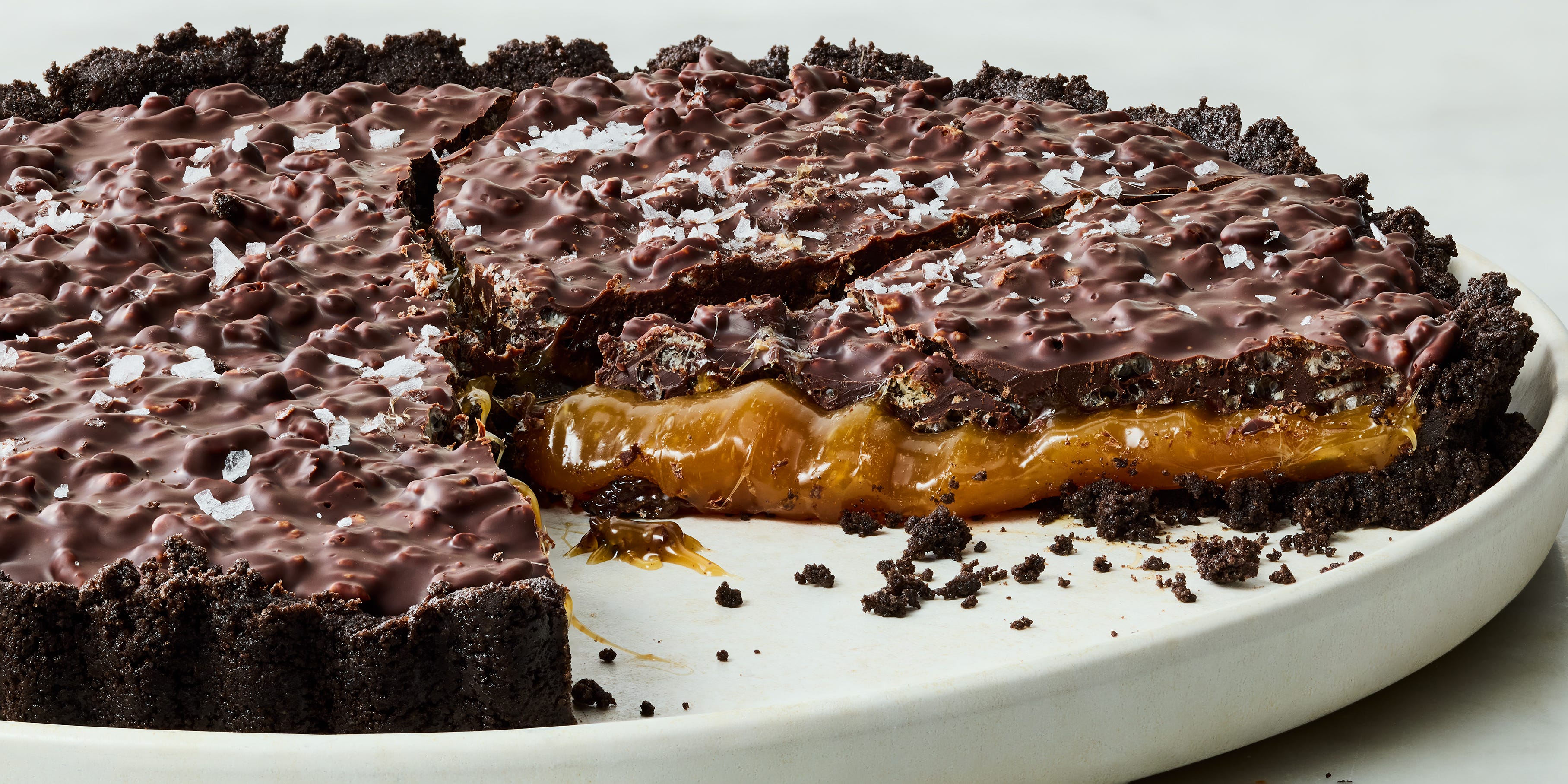 Caramel Crunch Tart chocolate tart with a caramel middle