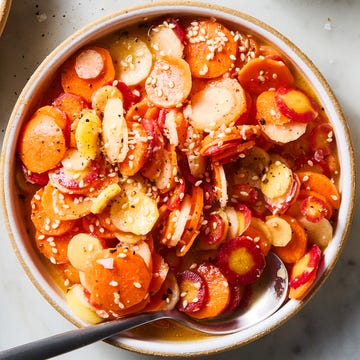 Carrot Coin Salad carrot coins tossed in a salad