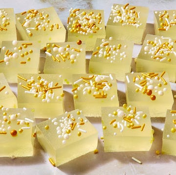 Champagne Jell-O Shots champagne jello shots decorated with sprinkles