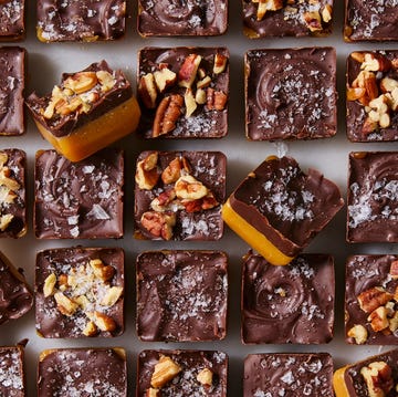 Chewy Toffee Bites chewy toffee bites topped with flaky sea salt and chopped pecans