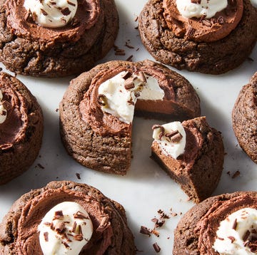 Chocolate Pie Cookies chocolate pie cookies topped with whipped cream and chocolate shavings