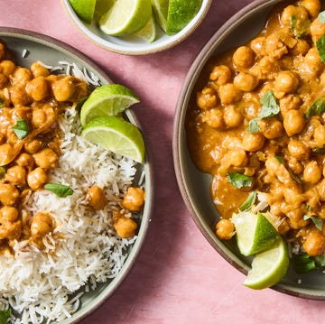Creamy Coconut Lime Chickpea Skillet chickpeas in a creamy coconut lime sauce in a skillet