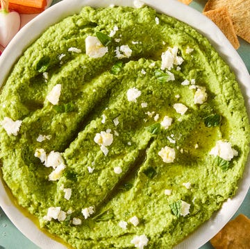 Spring Pea & Feta Dip sweet spring peas are blanched until tender yet vibrant green, then blended with tangy feta cheese, basil, mint, and lemon for a luscious dip that's both creamy and savory