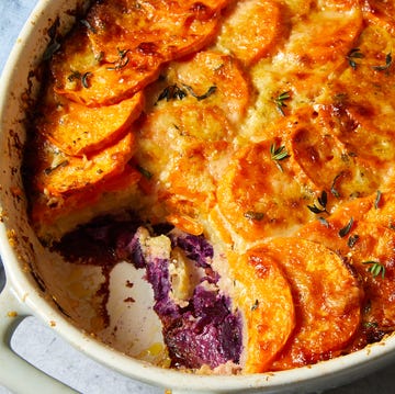 Sweet Potato Gratin tri color sweet potato gratin with gruyere and thyme