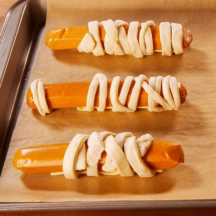 wrapped hot dogs