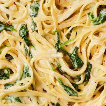 Cottage Cheese Alfredo creamy high protein cottage cheese alfredo with spinach and fettuccine