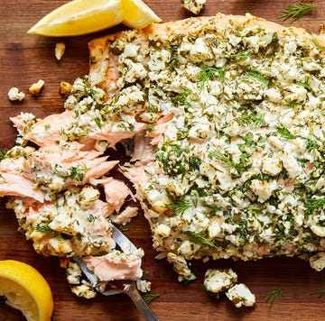 Feta and Herb Crusted Salmon feta and herb crusted salmon with lemons