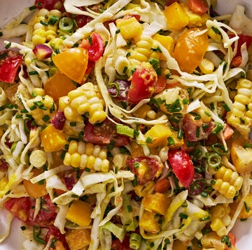 Golden Girl Salad golden girl salad with corn, cabbage, and cherry tomatoes by baked by melissa